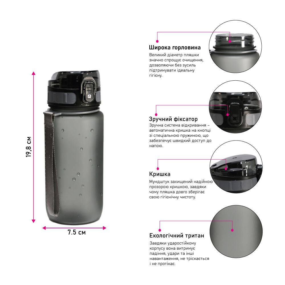 Пляшка для води 600 мл тританова Line Art La Plata