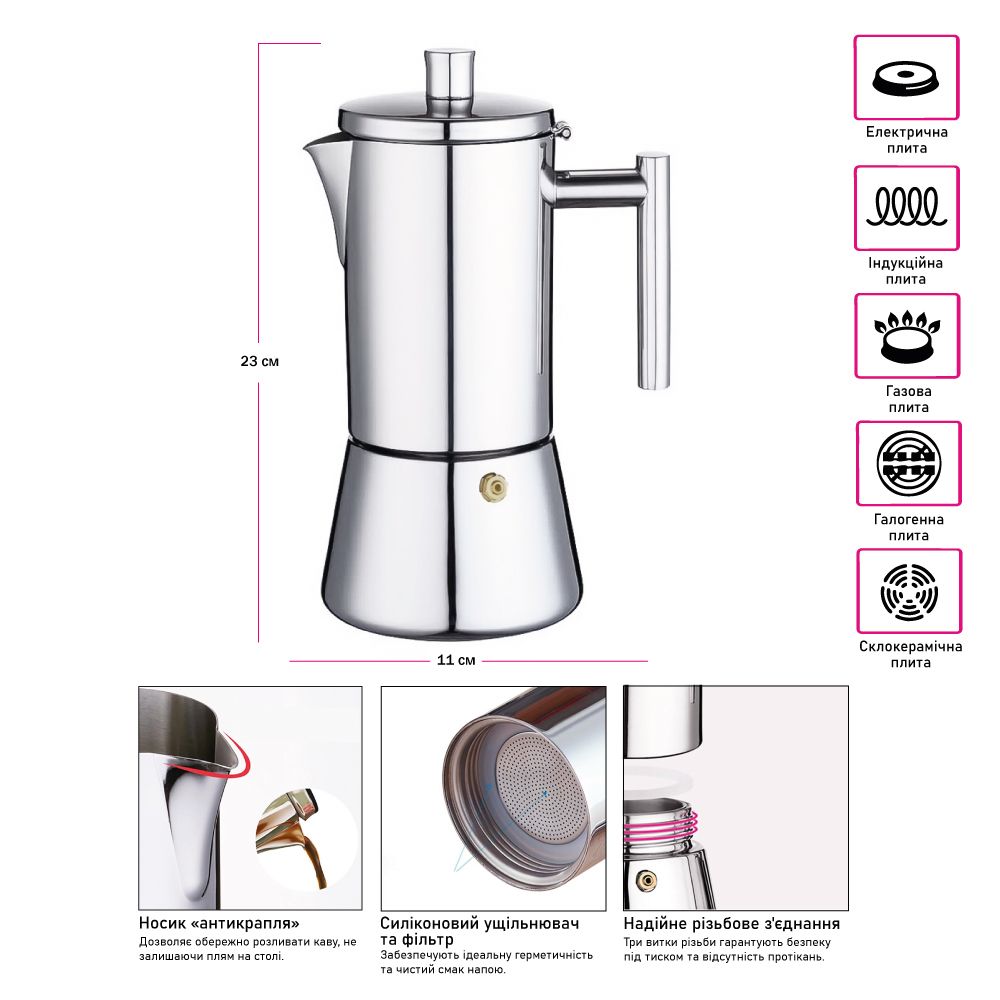 Гейзерна кавоварка 300 мл Flamberg Premium Napoletano